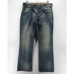 Express Jeans 34X32 Rocco Bootcut Slim Low Rise Button Fly Distressed *